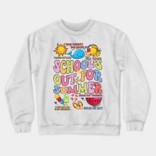 Last Day Of School Groovy School's Out For Summer Teacher Kid Crewneck Sweatshirt